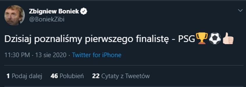 TWEET Zbigniewa Bońka po wygranej RB Lipsk z Atletico! xD